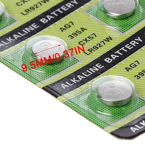 10 st/set Runda Myntbatterier LR927 AG7 Alkaliska Cell för Klocktillbehör (FMY)