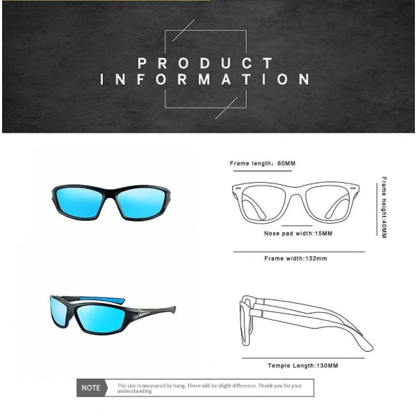 Sportspolariserte solbriller for menn 100 % UV-beskyttelse Kjøring Sykling Fiskeskjermer (FMY)