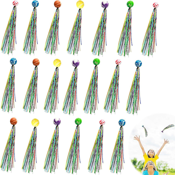 20 stk sprettballer for barn, mini kometballer fargerike mini gummiballer med streamers høye sprettballer  (FMY) 2 set - 40pcs