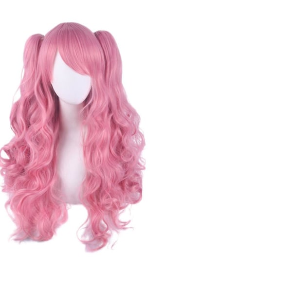 Lolita Long Curly Clip On Ponytails Cosplay Wig, Double Hestehale Tiger Clip Long Curly Wig (rosa),wz-1340 (FMY)