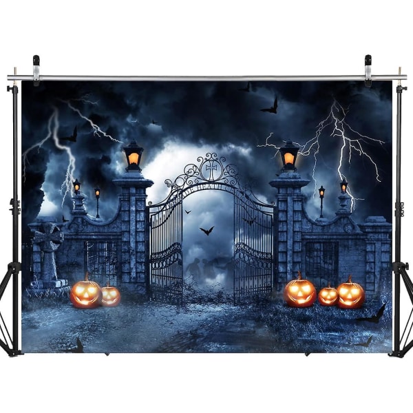 Läskig Halloween-bakgrund Pumpafotobakgrund för hemsk Halloween-temafestdekoration 12471 (7x5ft) (FMY)