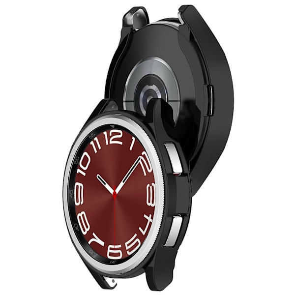 Til Samsung Galaxy Watch6 Classic 47mm Halv-Indpakket Elektroplettering TPU Smartwatch Ramme Case (FMY) Black Samsung Galaxy Watch6 Classic