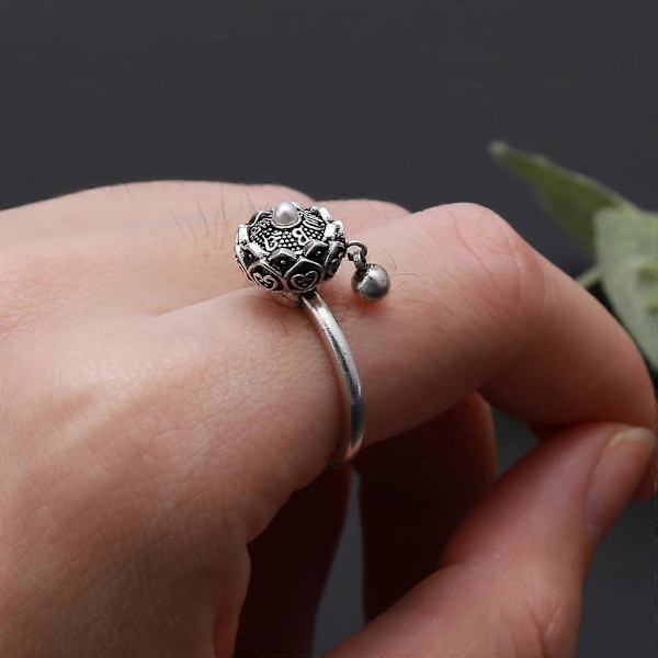 OM Mantra Lotus Blommig Roterande Ring Justerbar Fingerring Bön Hjul Ringar (FMY) Style 2