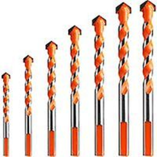 7 stk. Trekantede Overlord Håndtak Multifunksjonelle Karbidbor, Håndtak Trekantet Overlord Bor for Betong, Murverk, Glass, Plast og Tre,