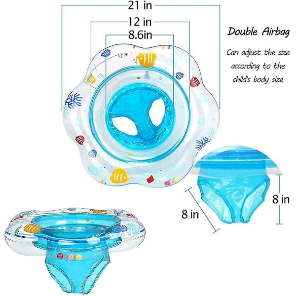 Aa-baby simring, uppblåsbar baby simring med säte för spädbarn/barn 6-36 månader, 52 cm (FMY)