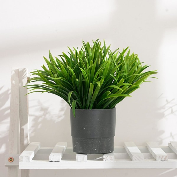 Simulering gress uten vanning Dekorativ grønn falsende PVC kunstige bonsaiplanter til hjemmet (FMY)