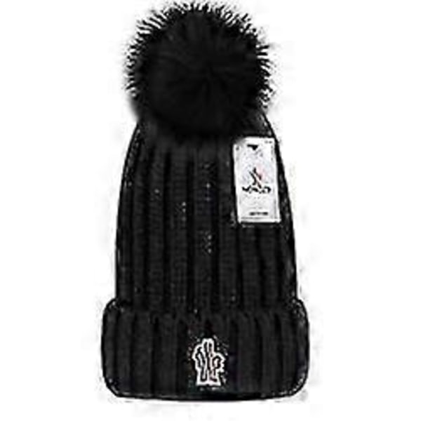 Uusi monipuolinen talvipipo villasta, lämmin villapipo, neulottu villapipo tupsulla (FMY) dark blue moncler Small label