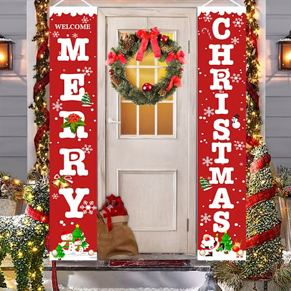 1 Par Festlig God Jul Veranda Banner Set - Hållbar Polyester, Ingen Ström Behövs, Lätt att Hänga, Väderbeständig, Perfekt för Semester & (FMY) Polyester
