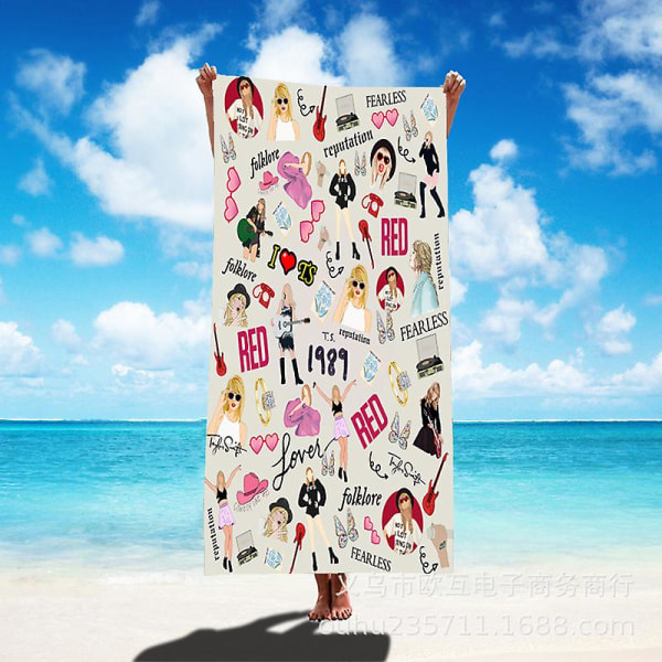 Farge 12  Taylor Swift Svømme Strand Badehåndkle Tykt Mikrofiber Turt Teppe Fans Gaver  (FMY) 60*120CM