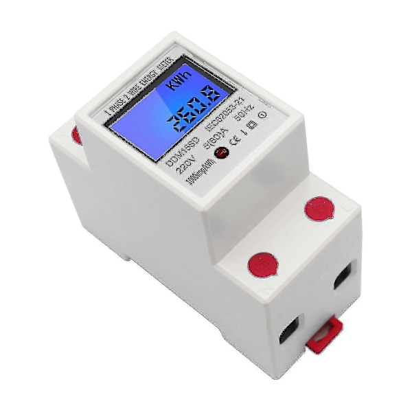 Yksivaiheinen DIN-kiskoon asennettava energiamittari 5-80a 220v 50hz elektroninen Kwh-mittari LCD-taustavalolla digitaalinen näyttö Ddm15sd (FMY)