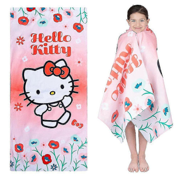 \"Barn Pojkar Flickor Tecknad Figur Badlakan Simbassäng Sommar Bad Dusch Handdukar 61x122 cm, WHBYV\" (FMY) Hello Kitty