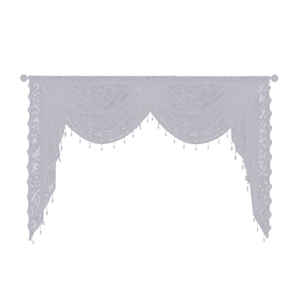 Black Beaded Lace Waterfall Valance Lightweight Breathable Easy Installation Luxurious Small Window Semi Sheer Swag Waterfall Valance  (FMY)