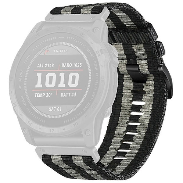 Kellon ranneke Garmin Fenix 8 51mm/ Enduro 3/ Instinct 2X Universal 26mm pikalukitus Nylon Canvas -kellon ranneke (FMY) Black Grey