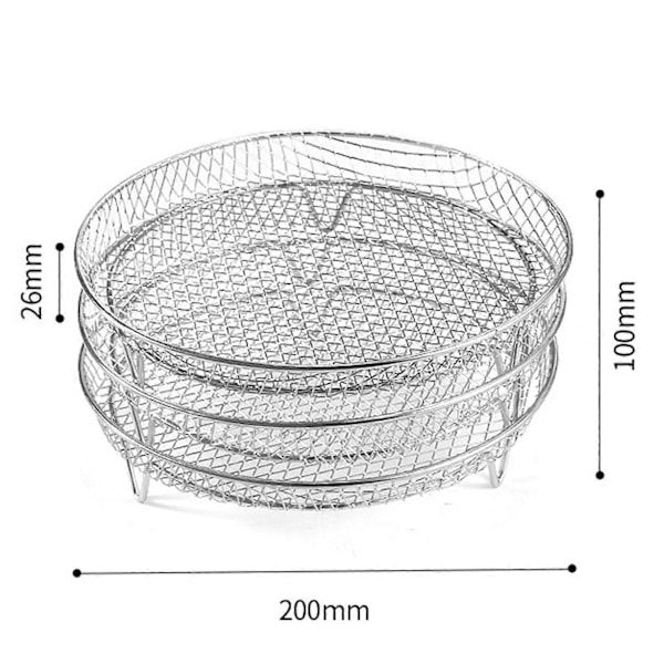 3 st Luftfritösställ Stapelbara Torkställ Rostfritt Stål Korgbricka Tillbehör för Ugn Mikrovågsugn Bakning Rostning (FMY) Rectangle