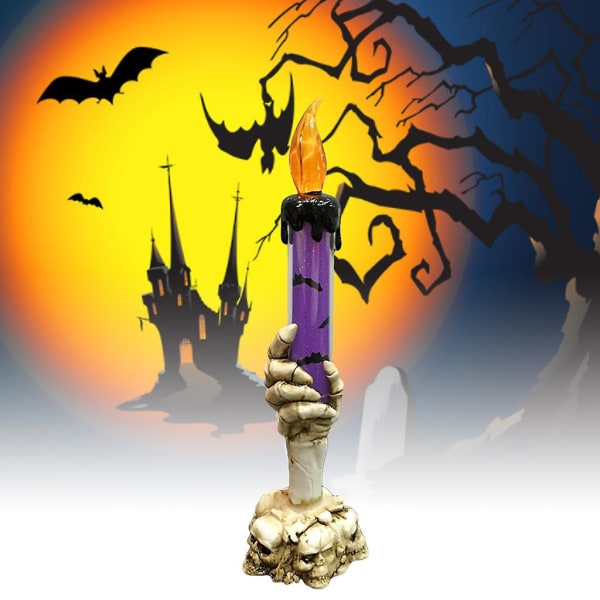 Ghost Skull -käsikynttilän led-lamppu elektroninen luuranko kynttilänvalo savuton Halloween-rekvisiitta juhlabaarin koristelu (FMY)