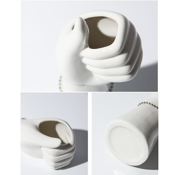 Keramisk håndvase, moderne design, skrivebord/borddekor, hvit, 14 cm/19 cm (FMY) white 19cm