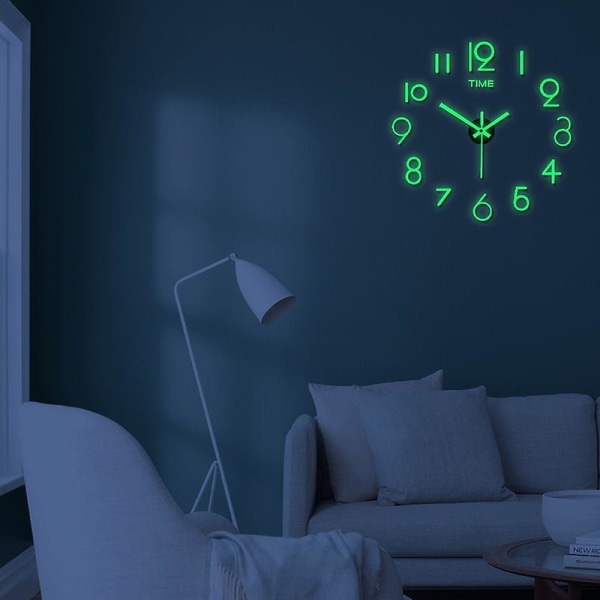 40 cm självlysande väggklockor Gör-det-själv digital klocka Lysande klocka Akryl-diy-väggklocka Vardagsrum Sovrum Väggklockor (FMY)