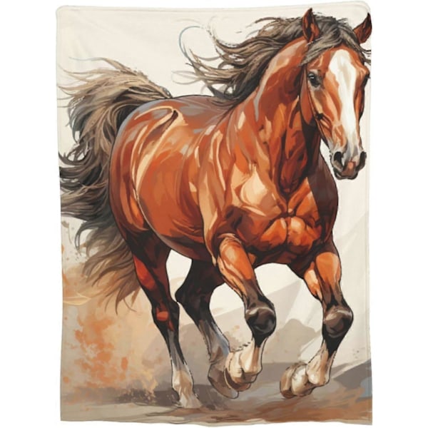 Hästfilt för pojkar män vuxna Fleece Flanell Springande Häst Bekväm Lättvikts Pläd Filtar för Soffa Rese Sängkläder Dekor (FMY) 50x40 Inches