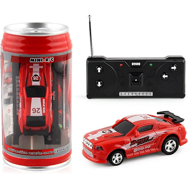 1 Sæt Mikro Fjernstyret Bil Med Vejspærringer Coca-Cola Dåse Design Kreativ Simuleringsracerbil Legetøj Børnegave (FMY) Red