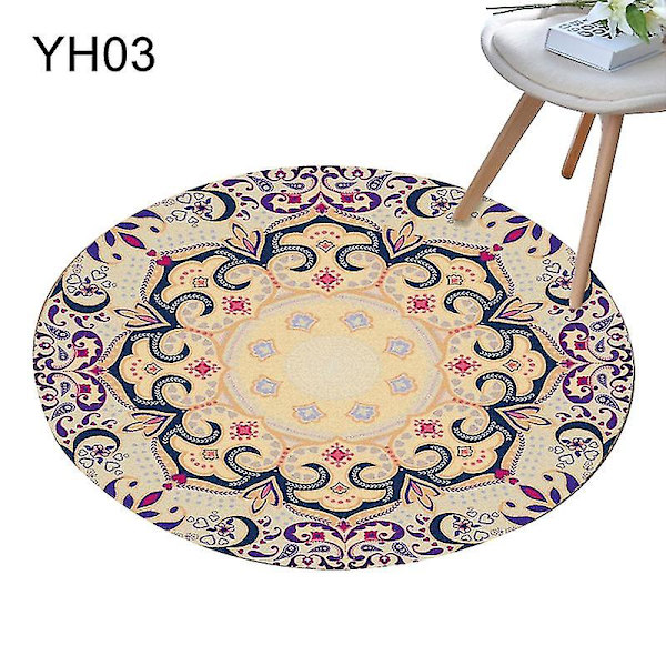 80x80cm Rund Mandala Matta Golvmatta Kudde Sovrum Vardagsrumsdekor Jikaix  (FMY)