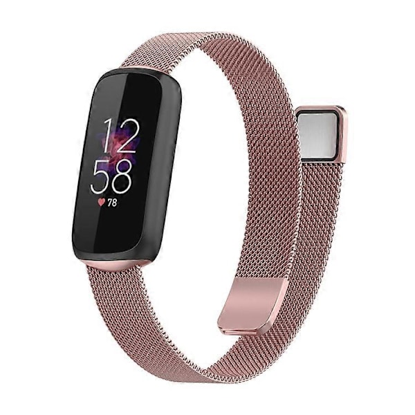 För Fitbit Luxe Special Edition Milanesiskt Metall Magnetiskt Klockarmband (FMY) Pink