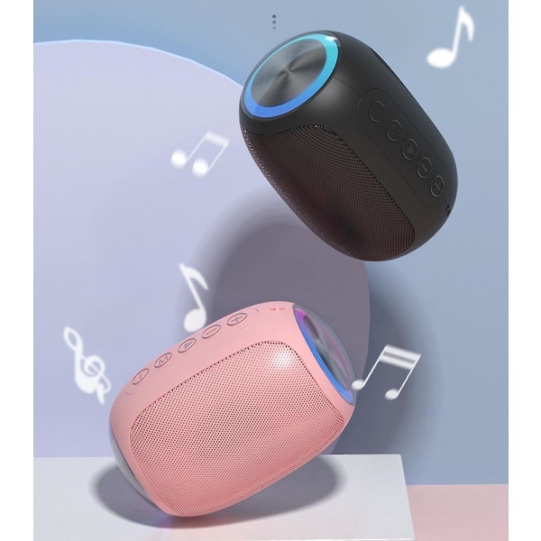 Bærbar Bluetooth-højttaler, højttaler med subwoofer, længere spilletid, Bluetooth 5.0, bærbar højttaler til fest, strand, camping, (pink)  (FMY)