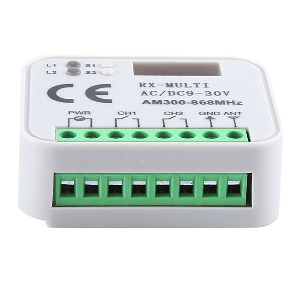 Universal Rx Multi Frekvens 300-868mhz Mottaker 2ch 12v 24v Relé Modul Garasjeport Fjernkontroll 433.92mhz 868mhz  (FMY)