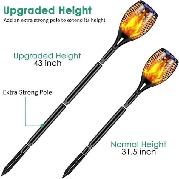 Tomcare Solcellslampor, 43 tum vibrerande flammor 96 LED fackellampor (FMY)