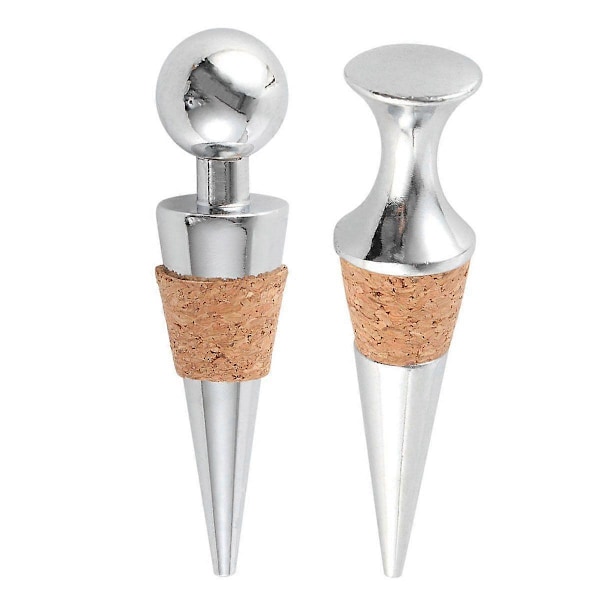 2 stk. vinstopper i rustfrit stål, kreativ flaskeprop, drikkevarepropper til bar, fest, restaurant (FMY) Silver 9.00X2.10X2.10CM