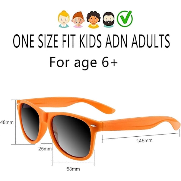 12-pack Solglasögon i Neonfärger, Festfavoriter, Godispåsefyllnad, Bulk för Födelsedagsfest, Strandfest, Poolparty, 12 Färger (FMY) Orange