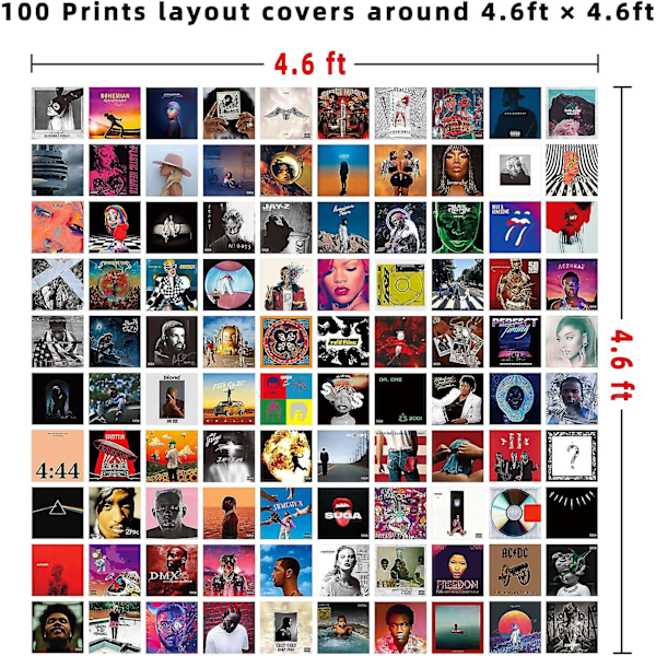 SBSGV 100 Albumkannen Kansikuvaa | Ainutlaatuiset Neliömäiset Painetut Valokuvat 5x5 | Albumkannen Posterikollaasisetti | Musiikkiposterit Huoneen Estetiikkaan | Aesth  (FMY)