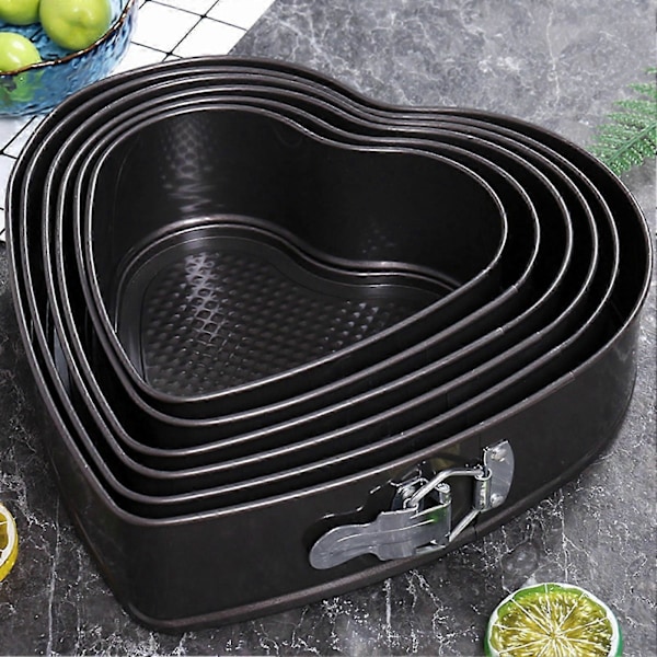 JiKaiX Hjerteformet Springform Food Grade BPA-fri Varmebestandig Gjenbrukbar Mikrobølgeovnsikker Non-Stick Ostekakeform (FMY) 28cm