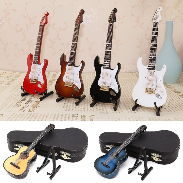 Mini Klassisk Gitarr/Elektrisk Gitarr Modell Julgransprydnad - Dekorativ Miniatyr Replika Gitarrer  (FMY) Red Electric Guitar