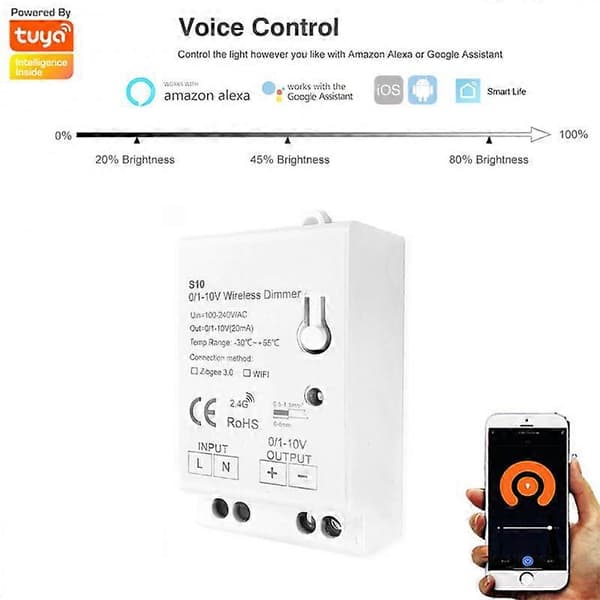 Tuya WIFI/Zigbee 0-10V Dæmpningscontroller Egnet til 1-10V Dæmpbar Strømforsyning (FMY) ZIGBEE