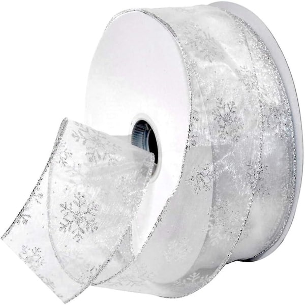 Snøflagglimmer Organza Bånd 11 Yards Av 2,5-tommers Shimmer Band Metalliske Bånd (sølv)  (FMY)