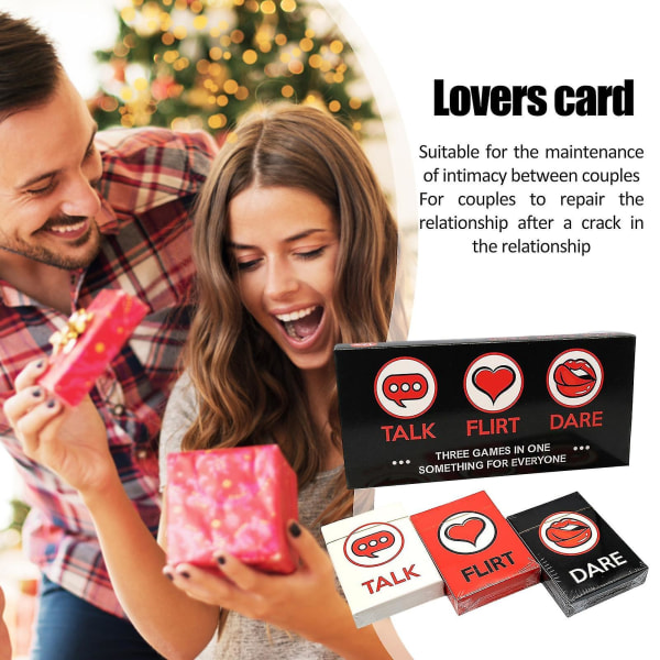 Morsomt par romantisk kortspill Game Deck Talk Or Flirt Or Dare-kort 3 spillkort 3 spill i 1 parkort Valentinsdagsgave (FMY)
