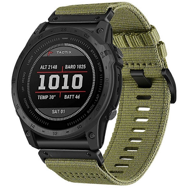 Klockarmband för Garmin Fenix 8 51mm/ Enduro 3/ Instinct 2X Universal 26mm Snabbfäste Nylon Canvas Klockarmband (FMY) Army Green