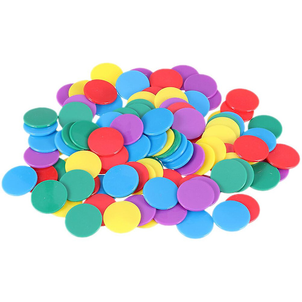100 stk Spillbrikker Fargerike Læringstellere Disker Utdanningsbrikkespill Tellingsjetonger (FMY) Assorted Color 2.5X2.5X0.3CM