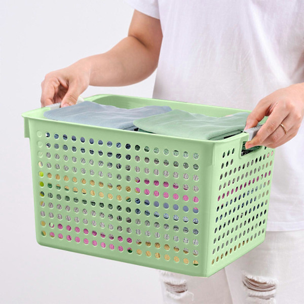 Plastkleskurv - Sølvfarget Håndtak, Sammenleggbar, Plassbesparende, Leketøyoppbevaring (FMY) Green