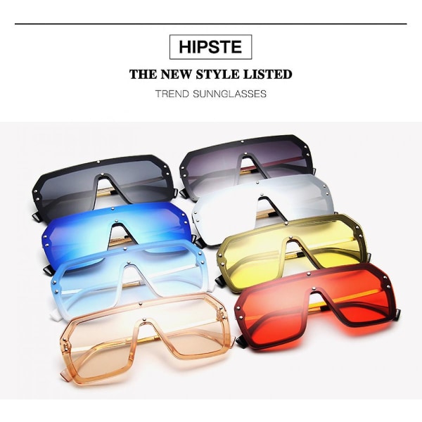 Oversized Shield Solbriller Flat Top Gradient Lens Briller uden kant til kvinder Mænd (FMY)