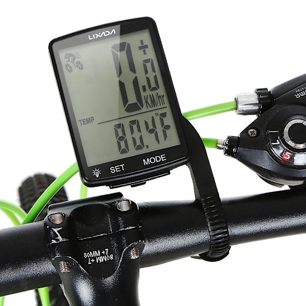 LIXADA Trådløs Cykelcomputer Multifunktionel LCD-skærm Cykelcomputer Mountainbike Speedometer Blue Backlight