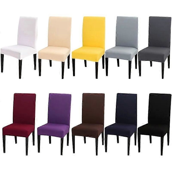 Stolsöverdrag Set om 4, Matrum Stolsöverdrag, Universal Stretch Stolsöverdrag, Stolsöverdrag för Bröllop, Hemfest, Mörkgrå  (FMY)