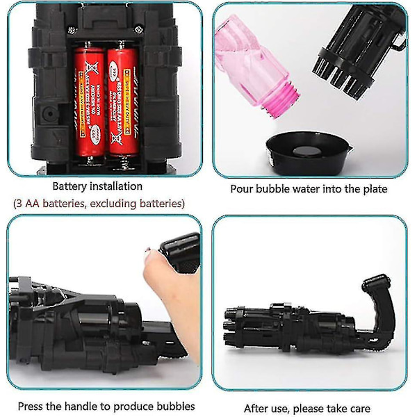 Hållbar Automatisk Bubbelmaskinpistol För Utomhus- och Inomhusfester, Födelsedagar, Bröllop, Favörer (FMY)