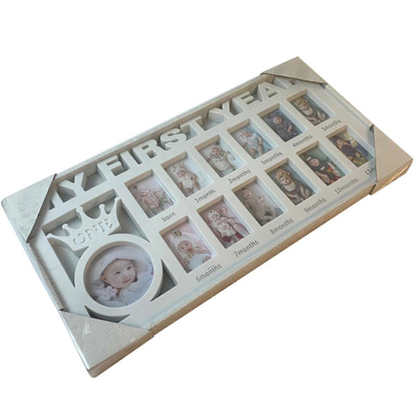 Babyens første år ramme Keepsake ramme minne hjemmedekorasjon gutter og  (FMY) White