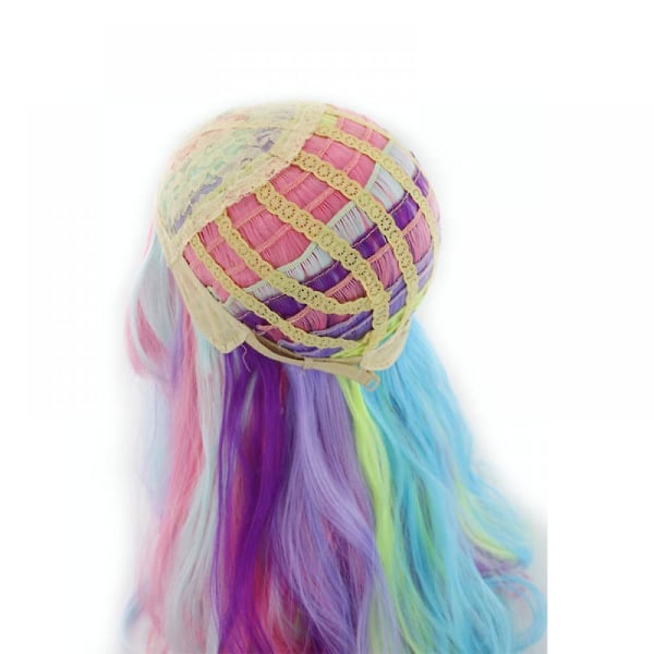 Full Long Curly Wavy Rainbow Hair Wig, Värmebeständig peruk för musikfestival, temafester, bröllop, konserter, dejting, cosplay & mer, wz-1287  (FMY)