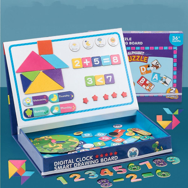 Pædagogisk legetøj i førskolealderen Magnetiske puslespil til småbørn Naturlig træstiksav velegnet til drenge og piger (FMY)