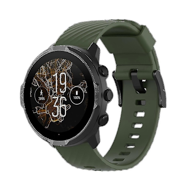 For Suunto 7 Solid Farge Silikon Klokkereim (FMY) Army Green