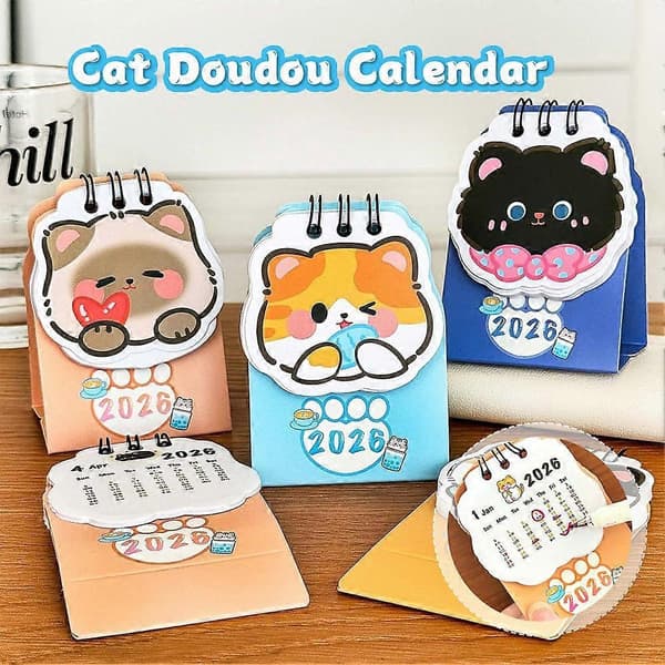 Skrivbordskalender 2026 Tecknad Katt (FMY) A 2pcs