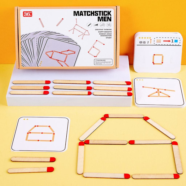 Tändstickspussel Matchgeometripussel 30 dubbelsidiga kort Leksak för barn Toddler Barn för att lära sig geometri (FMY)