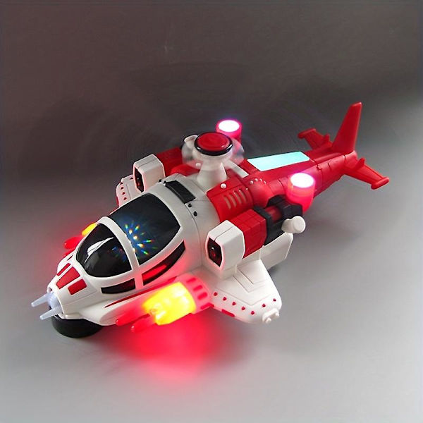 Elektrisk universell transformerbar stridsflygplan barnleksak ljus musik helikopter (FMY) red